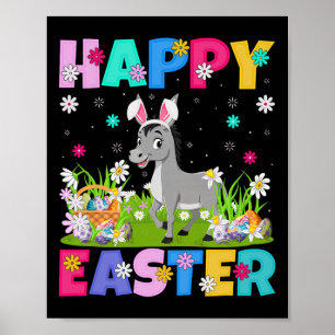 Poster Mule Joyeuses Pâques Chasse aux œufs Lapin Oreille