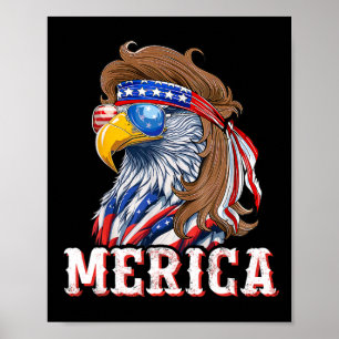 Poster Mullet de drôle d'aigle 4 juillet Drapeau américai