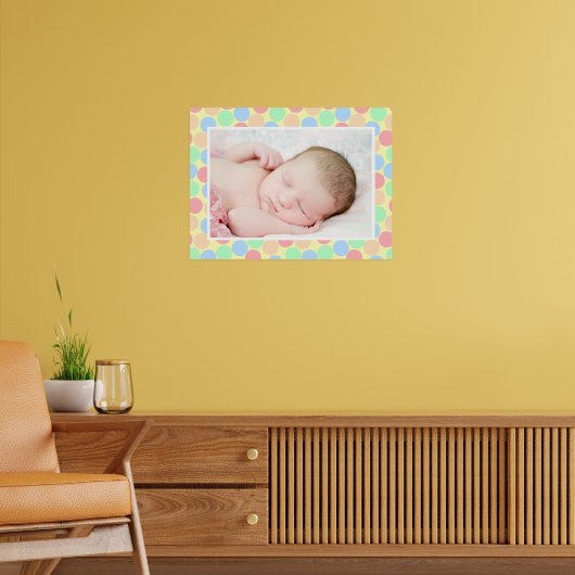 Poster Multi-Color Pastel Dots Pattern Custom Baby Photo (Salon 2)