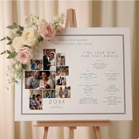Poster Multi Photo Collage Anniversaire Plan de table TMF