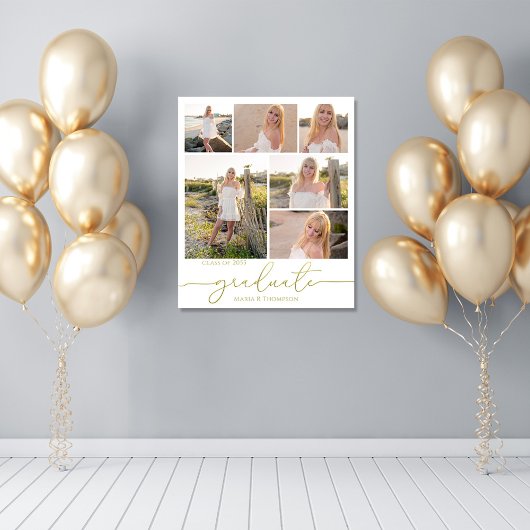 Poster Multi Photo Collage Moderne Script de Graduation