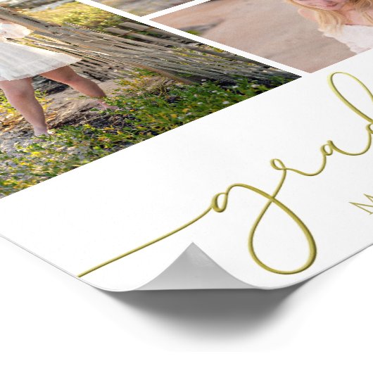 Poster Multi Photo Collage Moderne Script de Graduation (Coin)