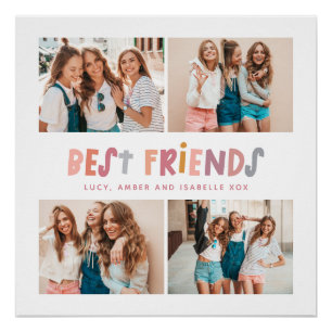 Poster Multi photo coloré amusant typographie meilleurs a