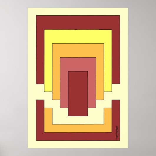 Poster Multicolor Abstrait rectangle (style les années 70 (Devant)