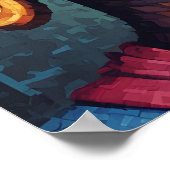 Poster Multicolore Pixel Art Moderne Bouddha (Coin)