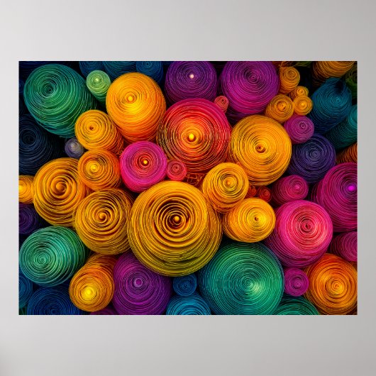 Poster Multicolored concentric circles abstract texture (Devant)