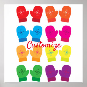 Poster Multicolored Knitted Mittens Thunder_Cove