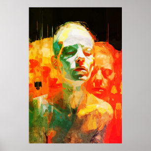 Poster Multiplicité du Portrait Émotionnel Abstrait de l'