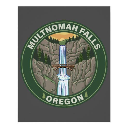 Poster Multnomah Falls Oregon (Devant)