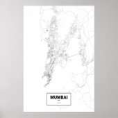 Poster Mumbai, Inde (noir sur blanc) (Devant)