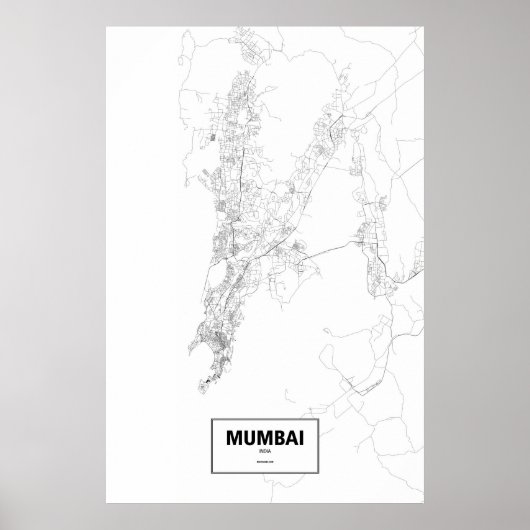 Poster Mumbai, Inde (noir sur blanc) (Devant)