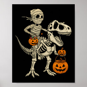 Poster Mummy Skeleton équitation Dinosaur T Rex Enfants g
