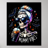 Poster Mummy Vibes Skeleton Coffee Mom Soky Season Hallow (Devant)