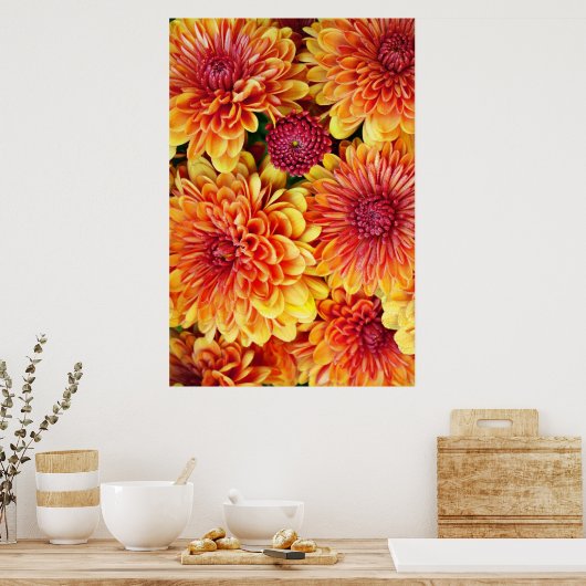 Poster Mums orange et jaune (Cuisine)
