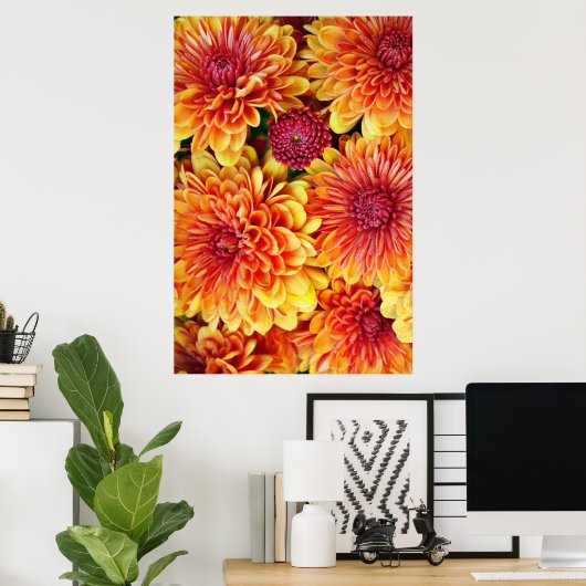 Poster Mums orange et jaune (Bureau à domicile)