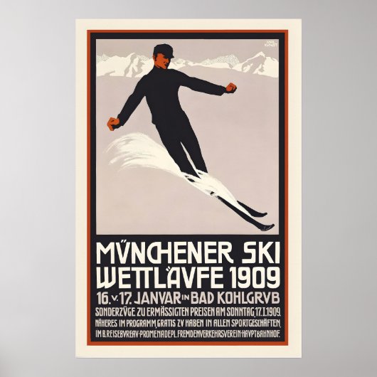 Poster Münchener Ski Garmisch-Partenkirchen Allemagne (Devant)