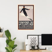 Poster Münchener Ski Garmisch-Partenkirchen Allemagne (Bureau à domicile)