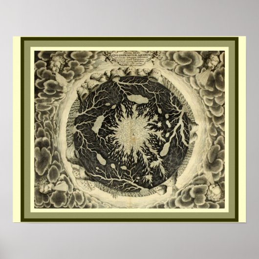 Poster "Mundus Subterraneus" de Kircher - Eau 16 x 20 (Devant)