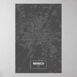 Poster Munich, Allemagne (blanche sur le noir)