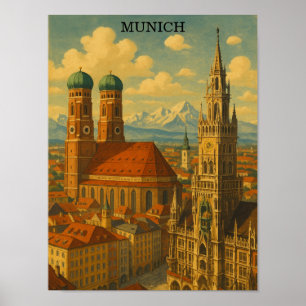 Poster Munich Bavière Allemagne Vintage voyage