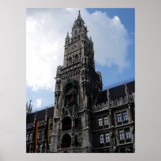 Poster Munich Horloge Tour Marienplatz, S Cyr (Devant)