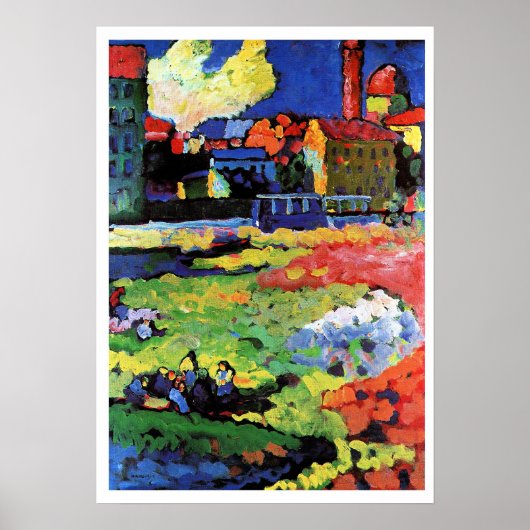 Poster Munich-Schwabing avec l'église St. Ursula (Devant)