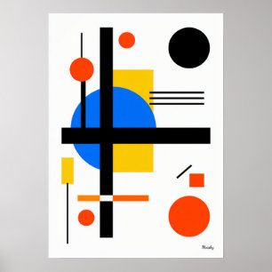 Poster Mur Abstrait Minimaliste Géométrique Bauhaus Moder
