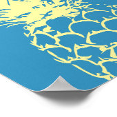 Poster Mur Art Ananas Jaune Design sur bleu (Coin)