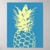 Poster Mur Art Ananas Jaune Design sur bleu (Devant)