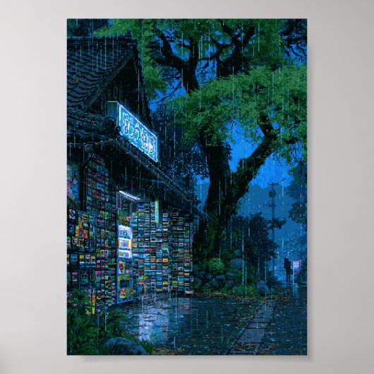Poster Mur Cyberpunk Rétro Pixel Art (Devant)