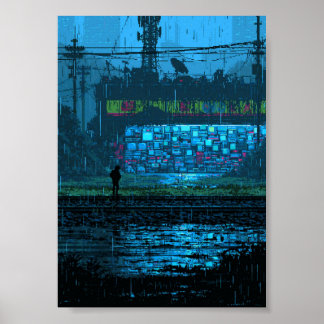 Poster Mur Cyberpunk Rétro Pixel Art