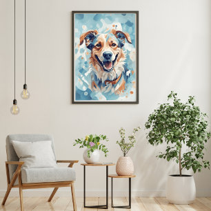 Poster Mur d'Amoureux des chiens Art/ton bleu [1/3]