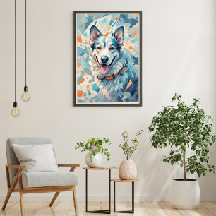 Poster Mur d'Amoureux des chiens Art/ton bleu [3/3]