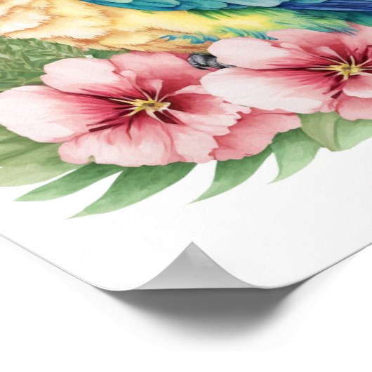 Poster Mur d'art tropical ornithologique macaw avec impri (Coin)