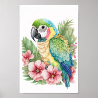 Mur d'art tropical ornithologique macaw avec impri