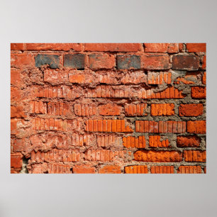 Poster Mur de brique rouge textureabandonné, vieillisseme