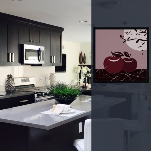 Poster Mur de cuisine de pomme rouge suspendu