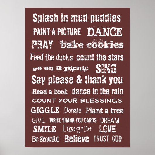 Poster Mur de famille pendaison Les choses importantes à  (Devant)