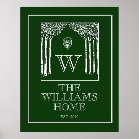 Poster Mur de famille personnalisable en vert (Devant)