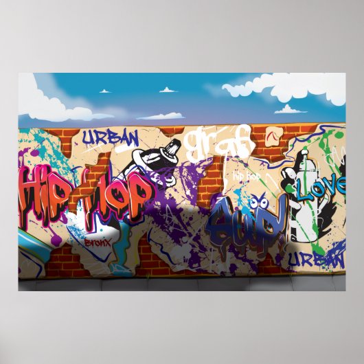 Poster Mur de graffiti de hip hop urbain. (Devant)