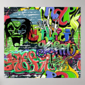 Poster Mur de graffitis : Hip hop urbain (Devant)