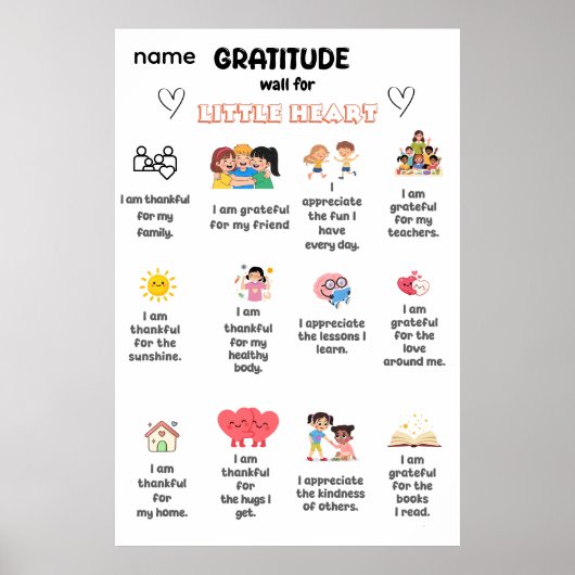 Poster Mur de gratitude pour petit cœur (Devant)
