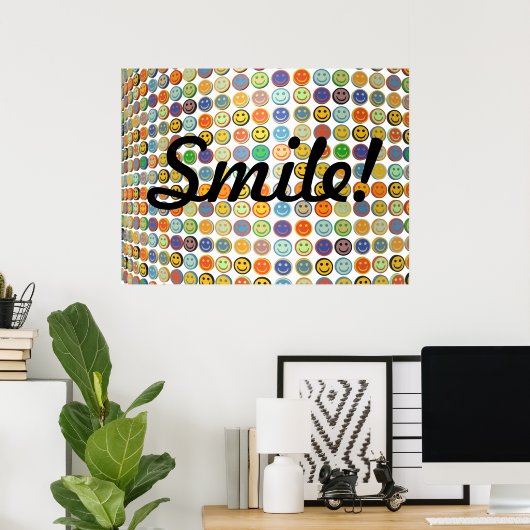 Poster Mur de l'affiche des visages souriants (Bureau à domicile)