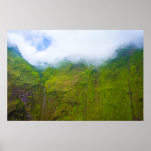 Poster Mur de larmes, Mont Waialeale, Kauai, Hawaii