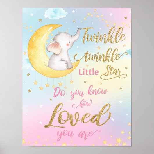Poster Mur de nurserie fantaisiste Twinkle Twinkle Little (Devant)
