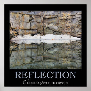 Poster Mur de roche de silence de réflexion Citation Insp