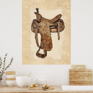 Poster Mur de selle en cuir vintage