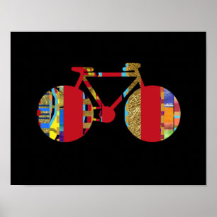 Poster mur/décor coloré à bicyclette