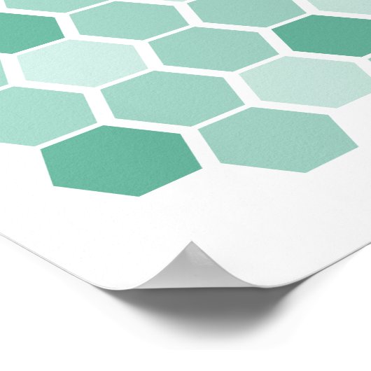 Poster Mur d'hexagone géométrique bleu turquoise (Coin)