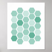 Poster Mur d'hexagone géométrique bleu turquoise (Devant)
